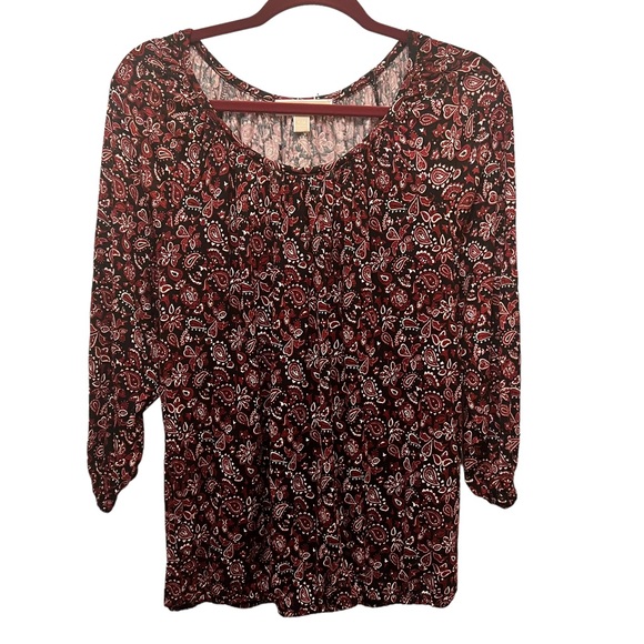 Michael Kors Women’s Scoop Neck Peasant Blouse Paisley Print Size PM - Picture 1 of 8